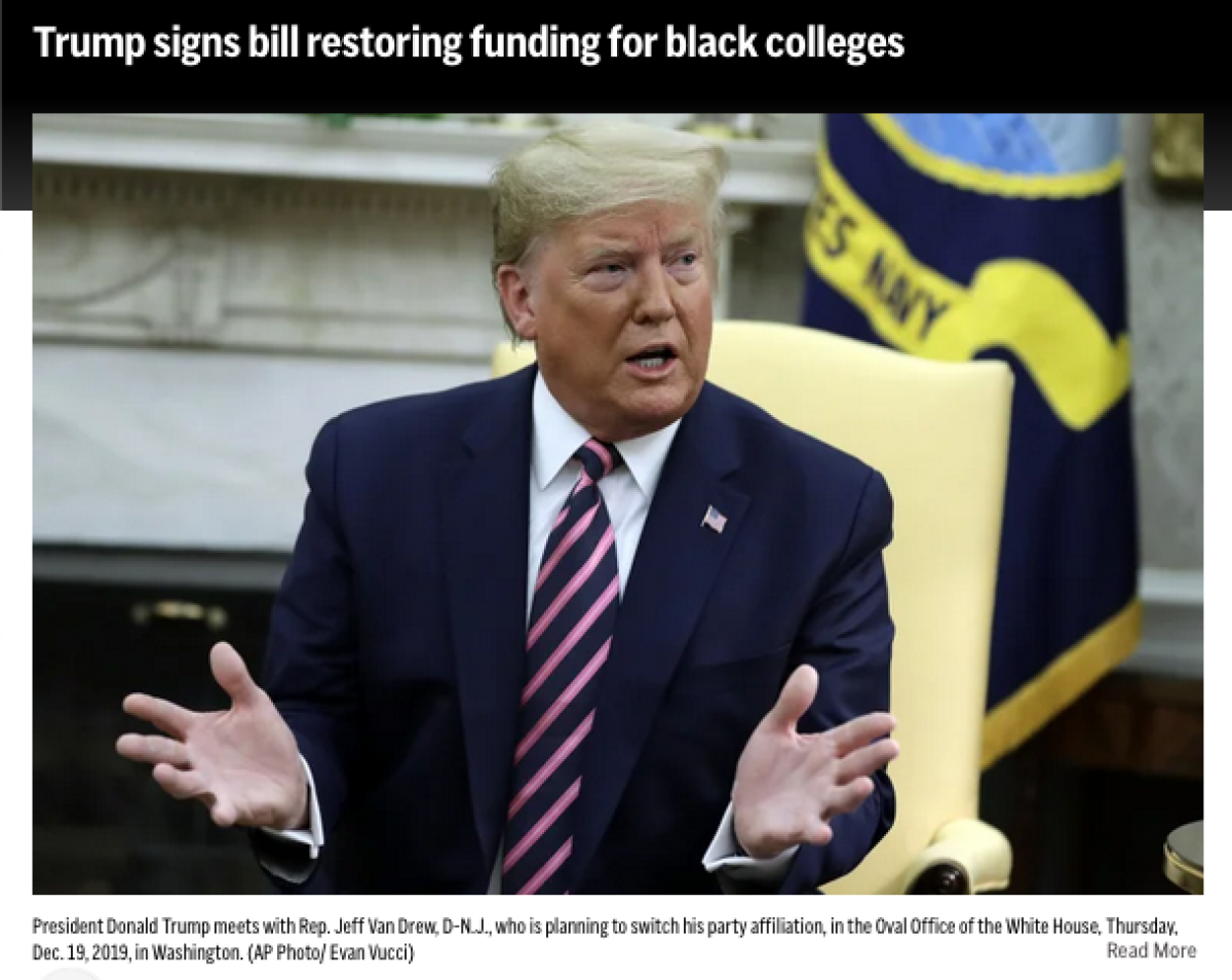 trump restore funding hbcu